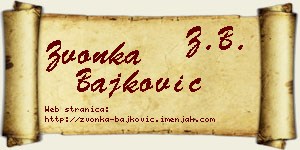 Zvonka Bajković vizit kartica